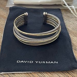 David Yurman 4 Row Crossover Cuff with Gold